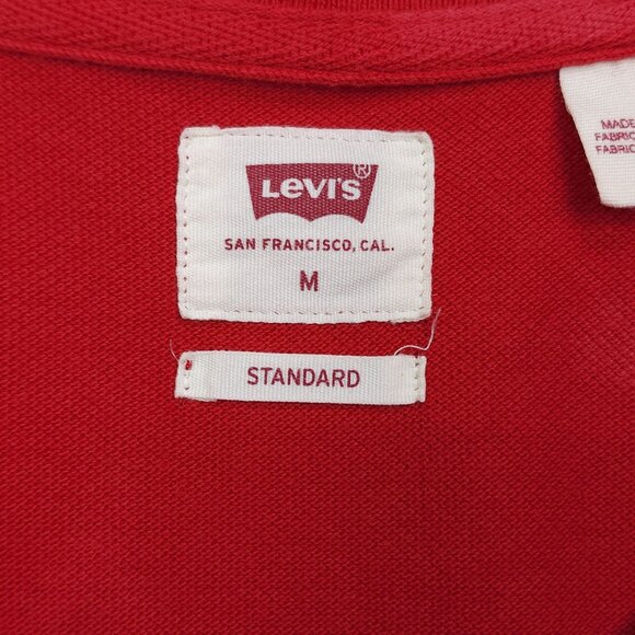 Levis Mens Red Polo Shirt Size Medium Standard Fit Cotton - Picture 5 of 9